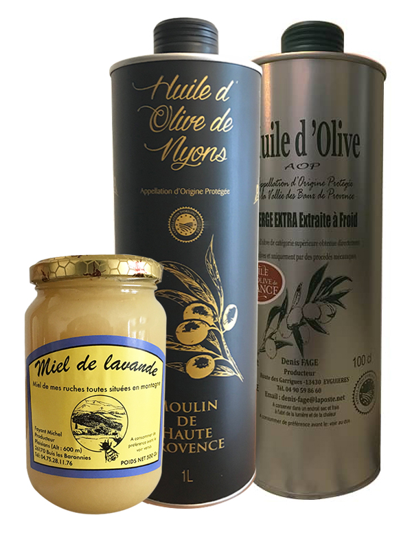 Coffret Huiles d'olive AOP et Miel de Lavande - Vente Huile d