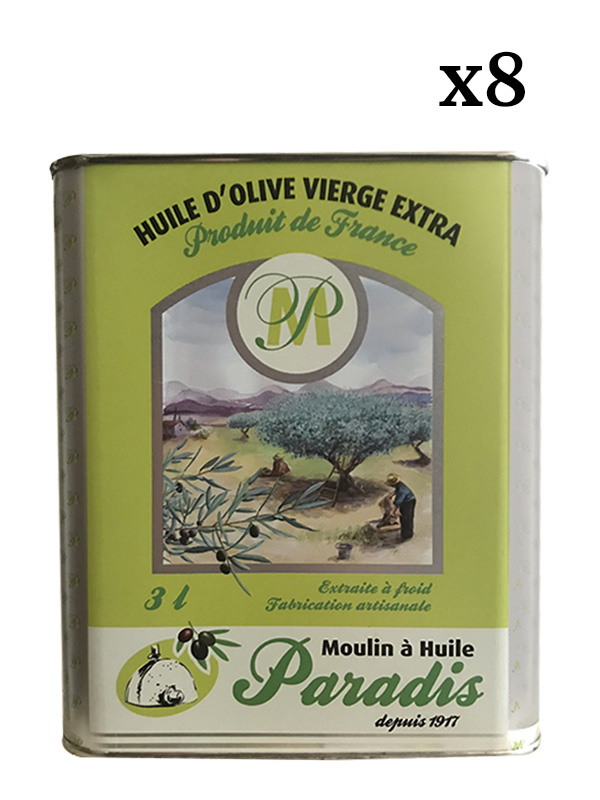 Bidon métal de 3 litres biologique. Huile d'Olive Vierge Extra
